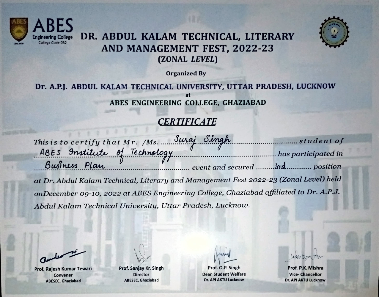 Certificate